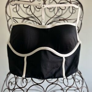 PINK Active push up T back Black Sportsbra with white and pink lining size med